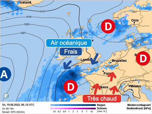 Carte météo Europe du 19/06/2022 à 1812