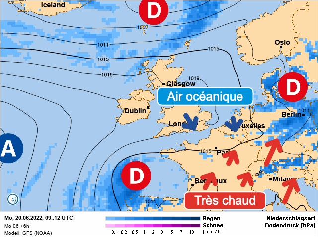 Carte météo Europe du 20/06/2022 à 1812