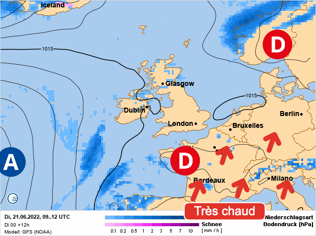 Carte météo Europe du 21/06/2022 à 1812