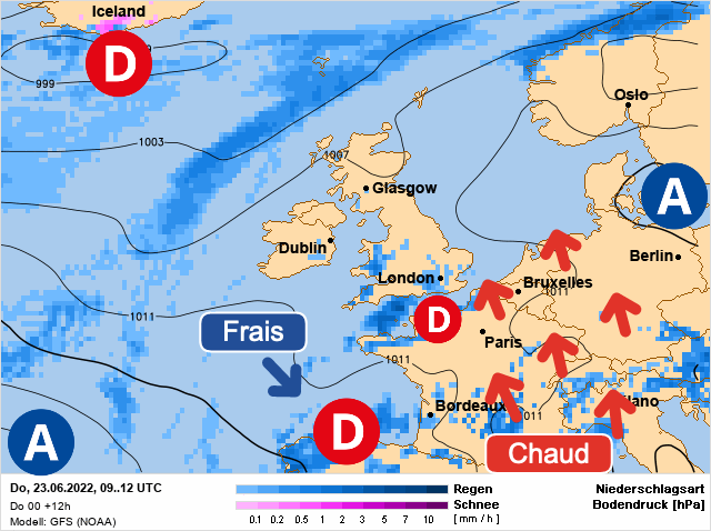 Carte météo Europe du 23/06/2022 à 1812