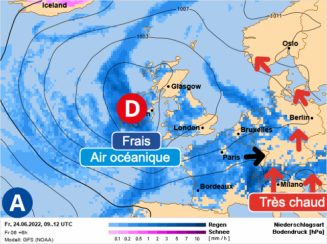 Carte météo Europe du 24/06/2022 à 1812