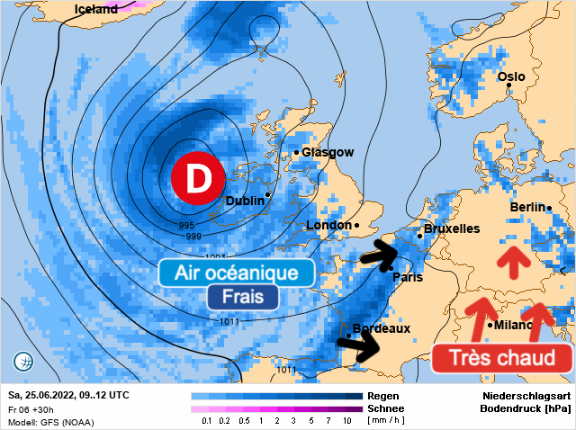 Carte météo Europe du 25/06/2022 à 1812
