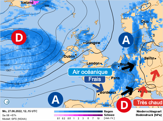Carte météo Europe du 27/06/2022 à 1812