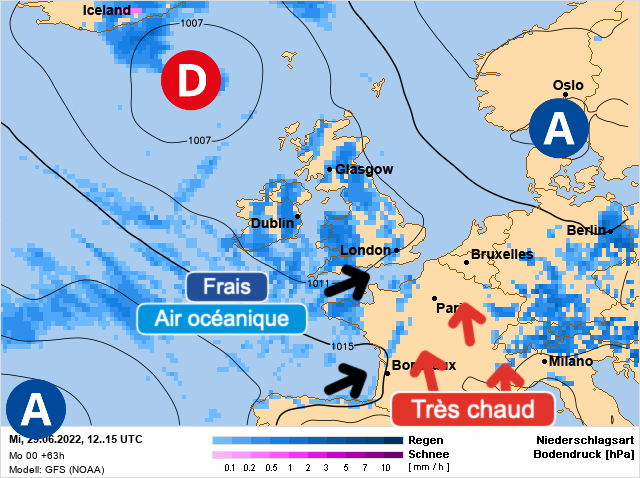 Carte météo Europe du 29/06/2022 à 1812