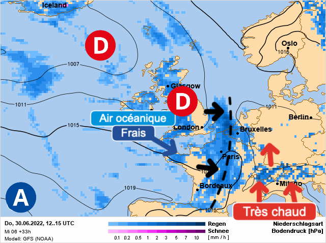Carte météo Europe du 30/06/2022 à 1812