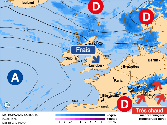 Carte météo Europe du 04/07/2022 à 1812