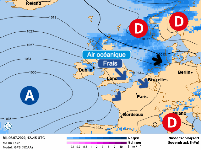 Carte météo Europe du 06/07/2022 à 1812