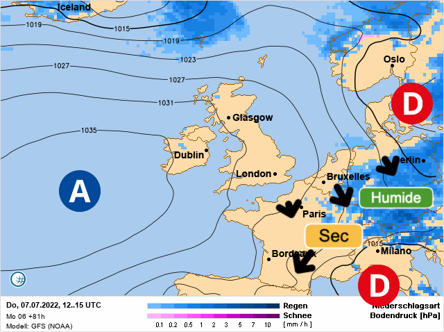 Carte météo Europe du 07/07/2022 à 1812