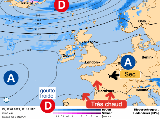 Carte météo Europe du 12/07/2022 à 1812