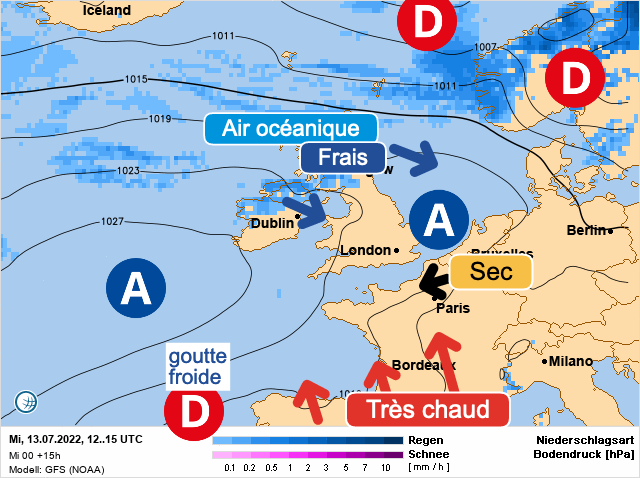 Carte météo Europe du 13/07/2022 à 1812