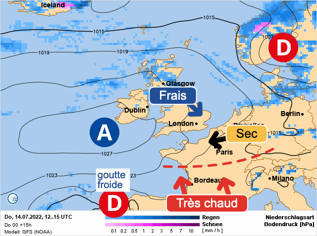 Carte météo Europe du 14/07/2022 à 1812