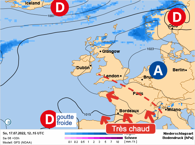 Carte météo Europe du 17/07/2022 à 1812