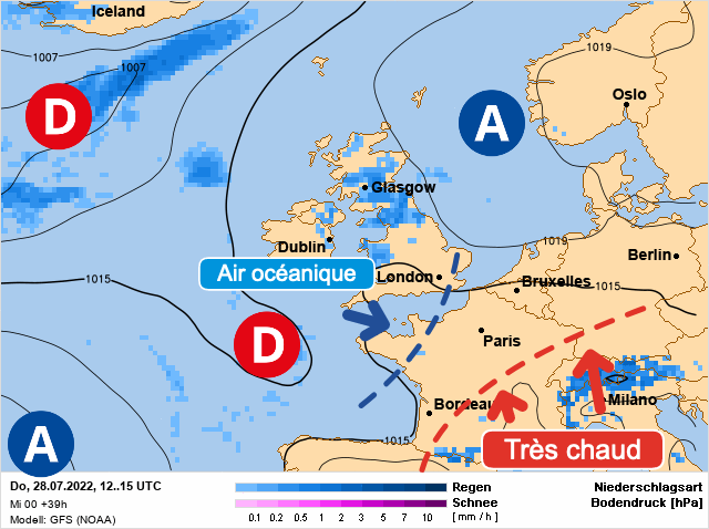 Carte météo Europe du 28/07/2022 à 1812