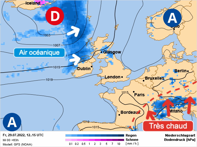Carte météo Europe du 29/07/2022 à 1812