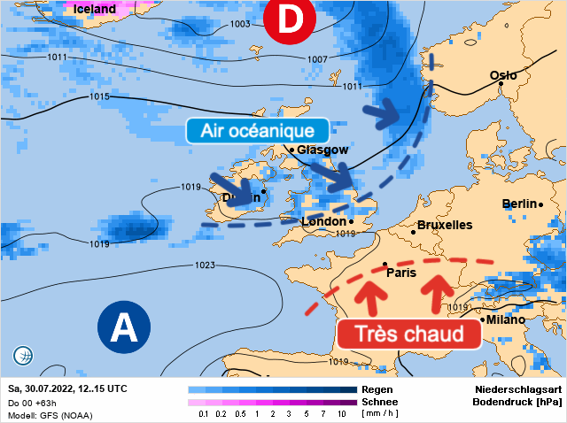 Carte météo Europe du 30/07/2022 à 1812
