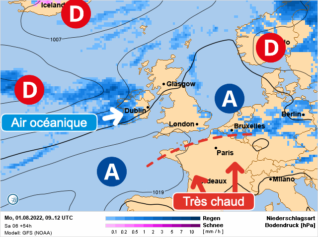 Carte météo Europe du 01/08/2022 à 1812