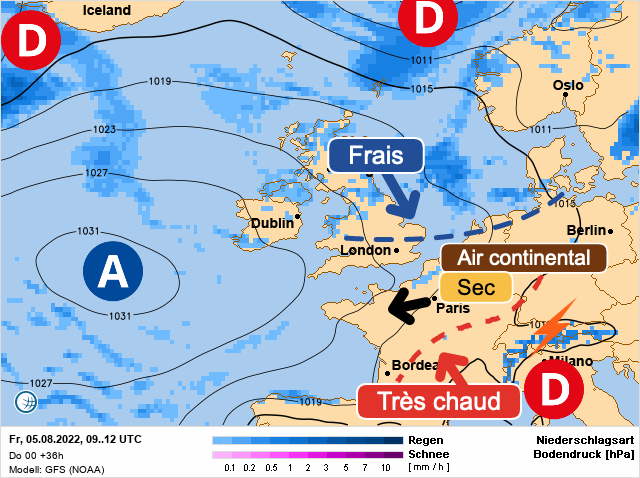 Carte météo Europe du 05/08/2022 à 1812