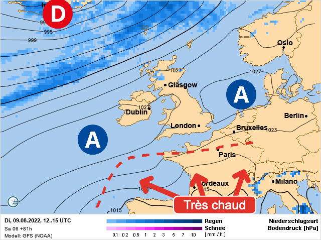 Carte météo Europe du 09/08/2022 à 1812