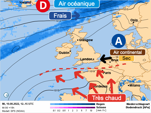 Carte météo Europe du 10/08/2022 à 1812