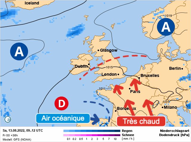 Carte météo Europe du 13/08/2022 à 1812
