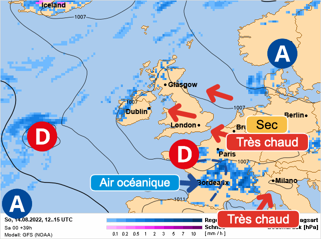 Carte météo Europe du 14/08/2022 à 1812