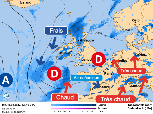 Carte météo Europe du 15/08/2022 à 1812