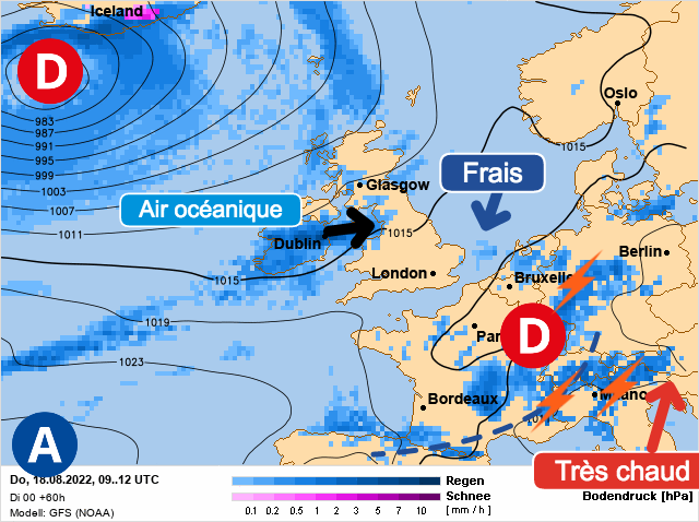 Carte météo Europe du 18/08/2022 à 1812