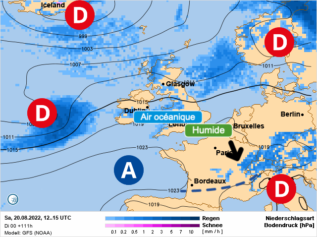 Carte météo Europe du 20/08/2022 à 1812