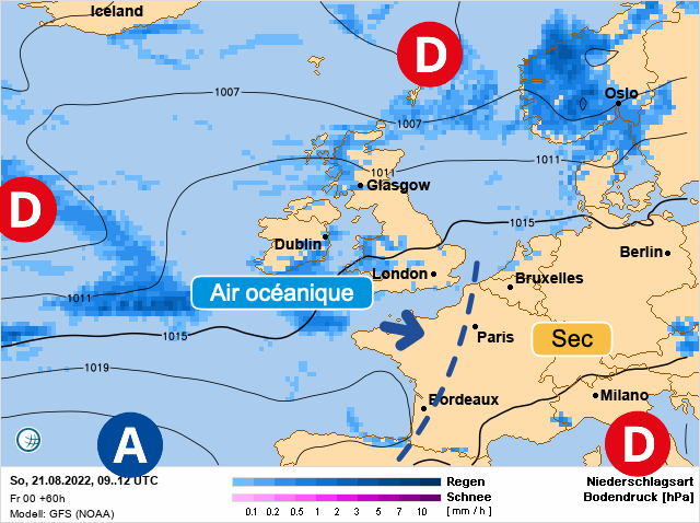 Carte météo Europe du 21/08/2022 à 1812