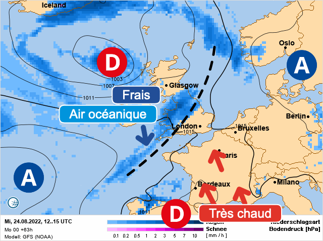 Carte météo Europe du 24/08/2022 à 1812