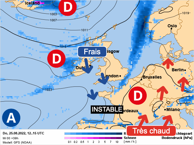 Carte météo Europe du 25/08/2022 à 1812