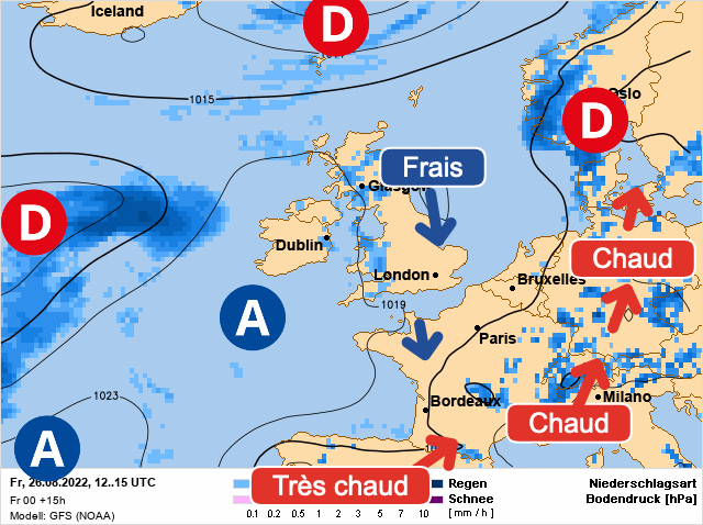 Carte météo Europe du 26/08/2022 à 1812