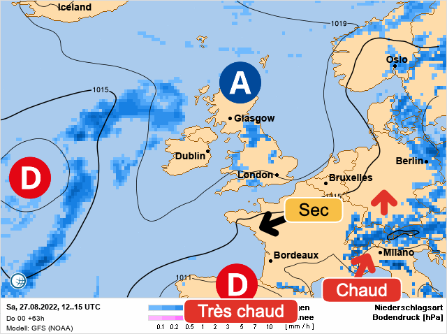 Carte météo Europe du 27/08/2022 à 1812