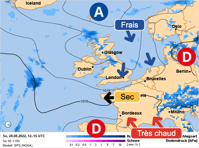 Carte météo Europe du 28/08/2022 à 1812