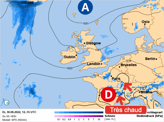 Carte météo Europe du 30/08/2022 à 1812