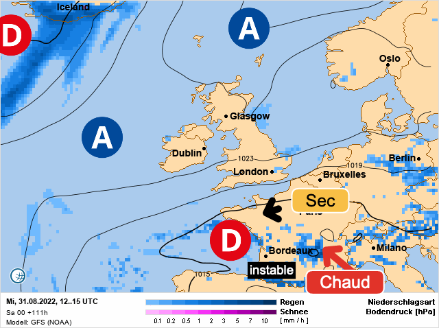 Carte météo Europe du 31/08/2022 à 1812