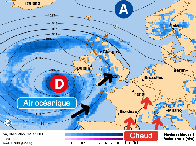 Carte météo Europe du 04/09/2022 à 1812