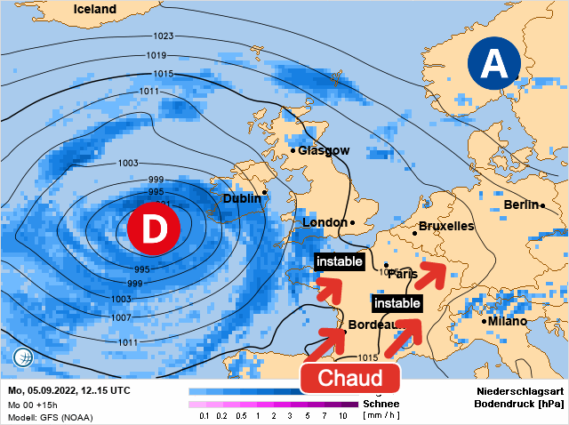 Carte météo Europe du 05/09/2022 à 1812