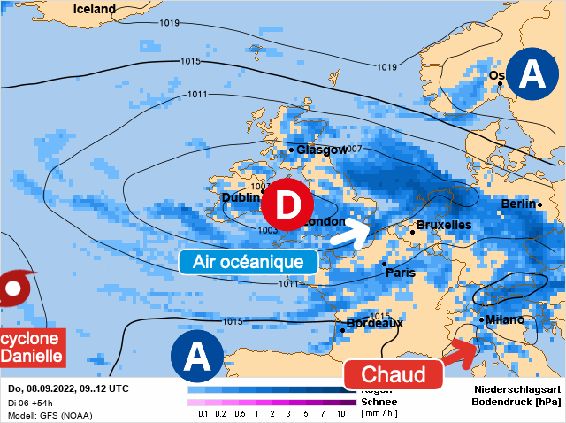 Carte météo Europe du 08/09/2022 à 1812