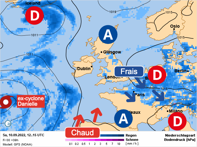 Carte météo Europe du 10/09/2022 à 1812