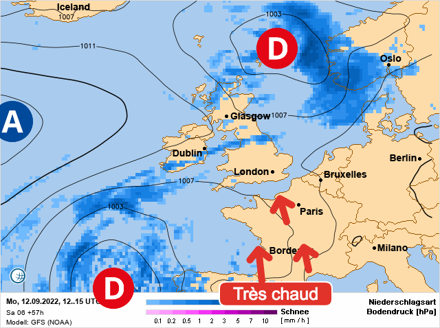 Carte météo Europe du 12/09/2022 à 1812