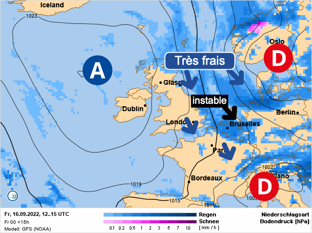 Carte météo Europe du 16/09/2022 à 1812
