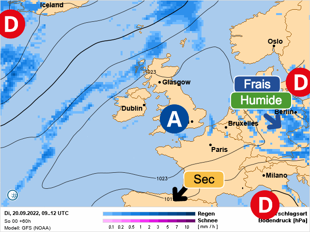 Carte météo Europe du 20/09/2022 à 1812