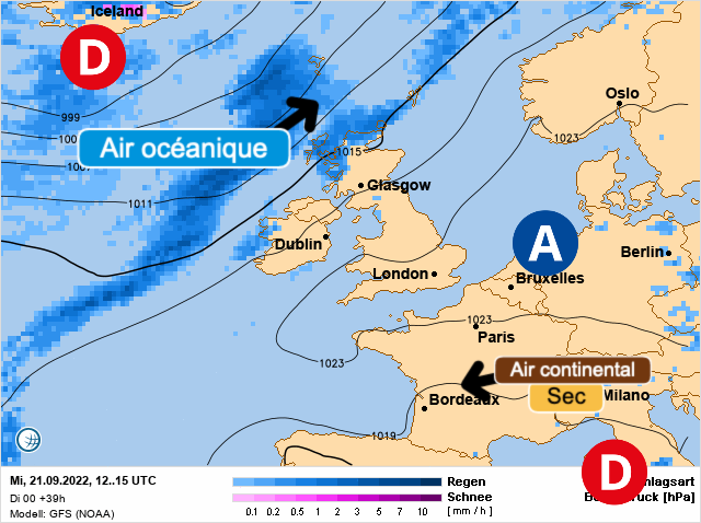 Carte météo Europe du 21/09/2022 à 1812