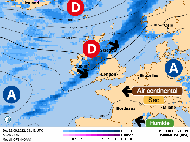 Carte météo Europe du 22/09/2022 à 1812
