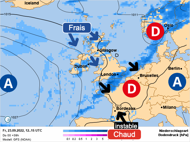 Carte météo Europe du 23/09/2022 à 1812