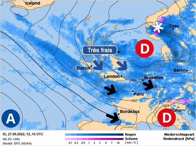Carte météo Europe du 27/09/2022 à 1812