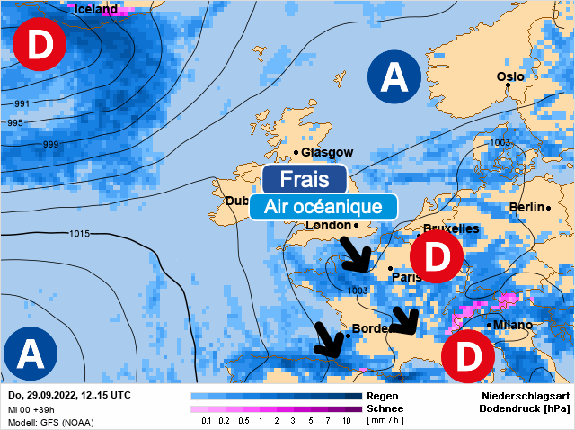 Carte météo Europe du 29/09/2022 à 1812