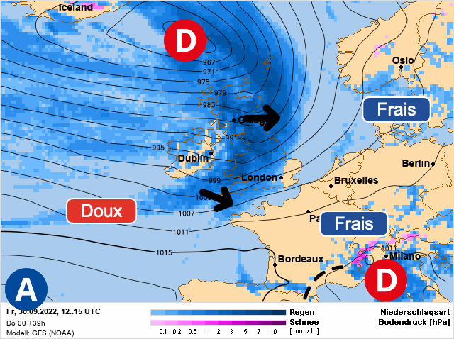 Carte météo Europe du 30/09/2022 à 1812