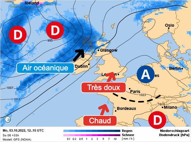 Carte météo Europe du 03/10/2022 à 1812